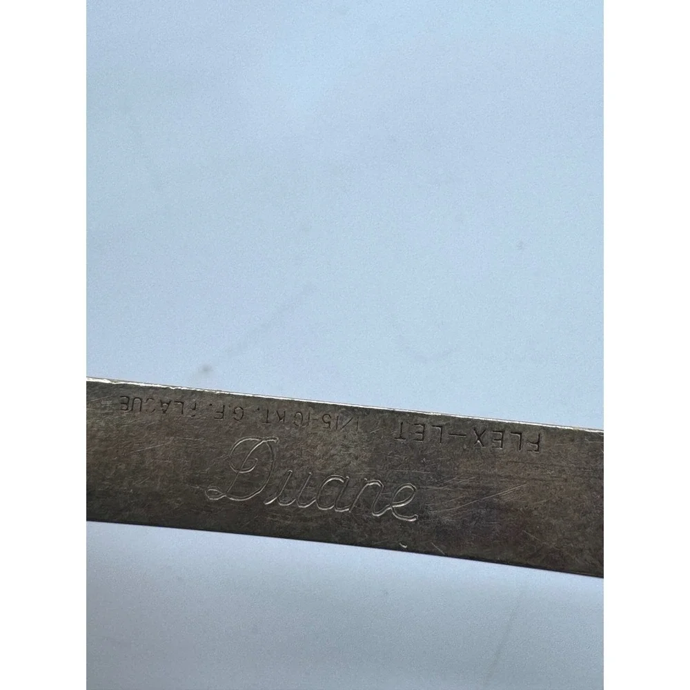 Vintage Flex-Let Flex-Ident 10KT Gold Filled ID Bracelet‎ Engraved Duane/Merle